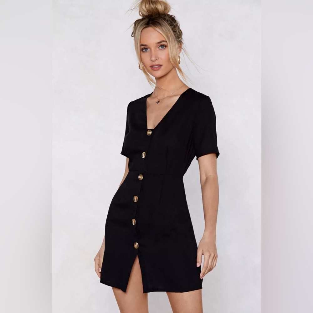 “Linen” button mini dress